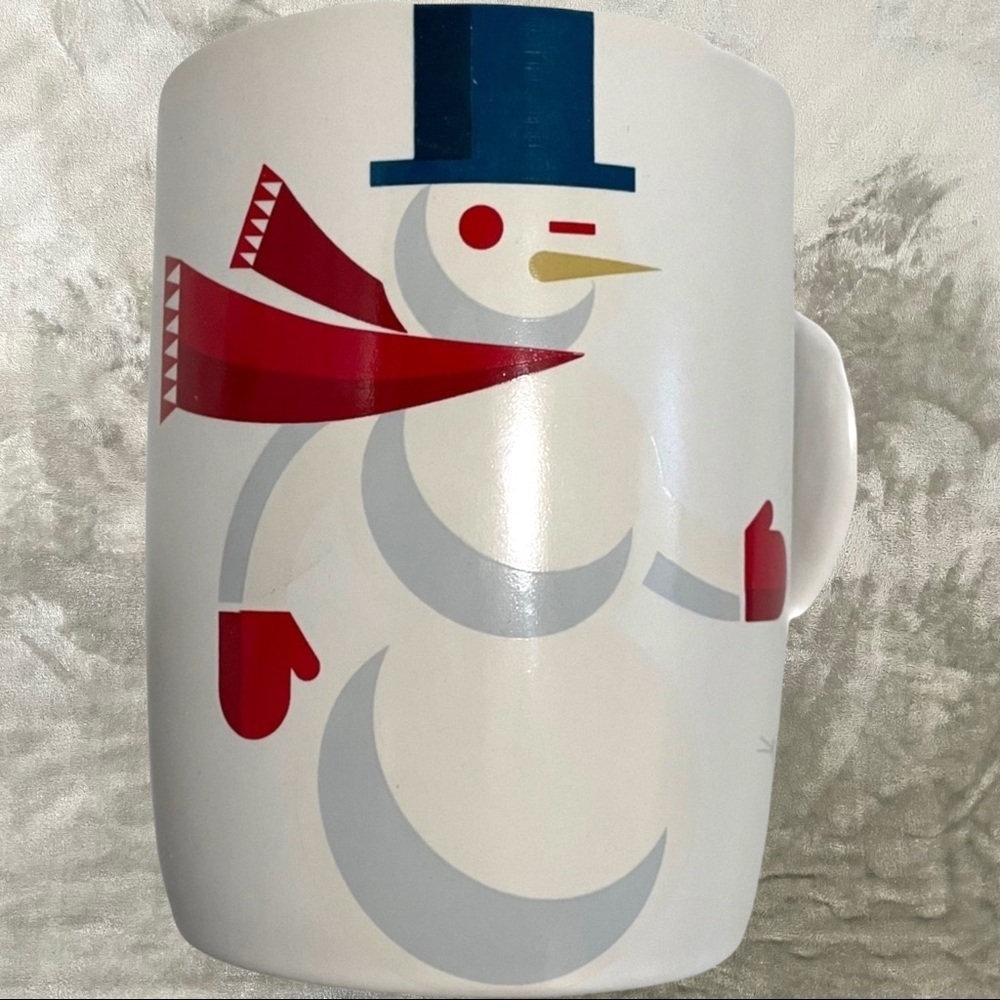 Starbucks 2012 Snowman Bunny Holiday Mug Ceramic Winking Winter Christmas 12oz